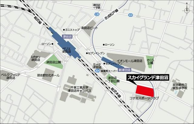 スカイグランデ津田沼の地図