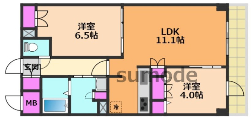 高槻市芥川町２丁目の賃貸マンションの間取り