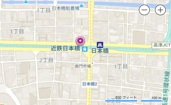 大阪市中央区千日前１丁目の店舗事務所の地図