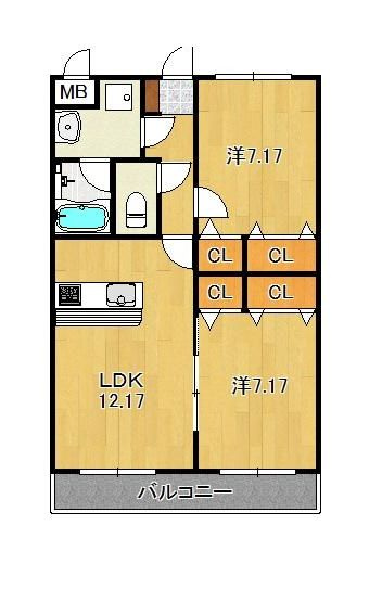 インポート久留米ルビーVの間取り|※同タイプのお部屋になります。