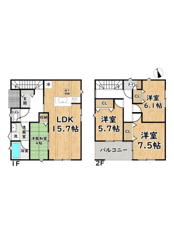 姫路市野里慶雲寺前町第1/新築戸建の間取り
