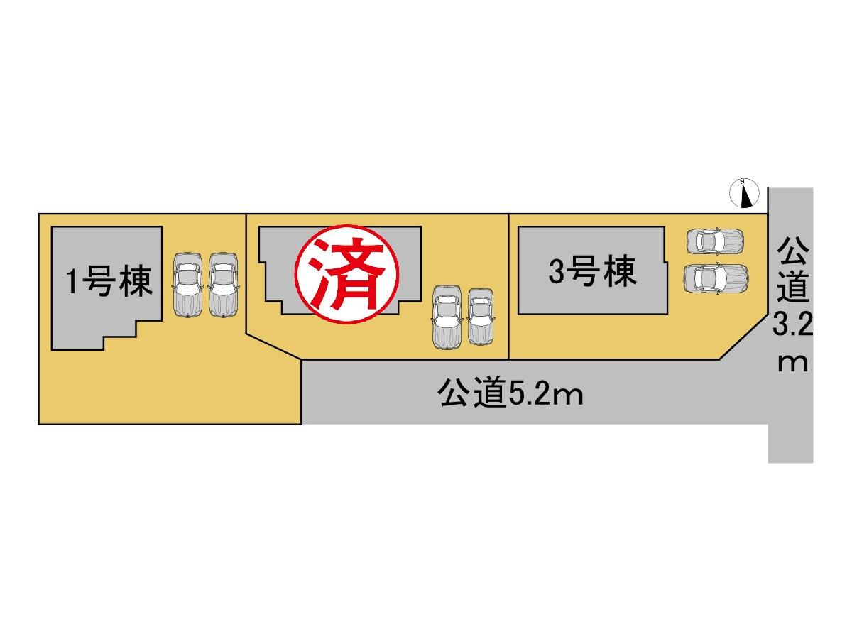 タマタウン　羽島市竹鼻町狐穴（竹鼻小Ⅱ）　全３区画分譲の区画図|■区画図
■YAMADA電機の　ヤマダ不動産　株式会社リライフ　
いつでもお問合わせ下さい。