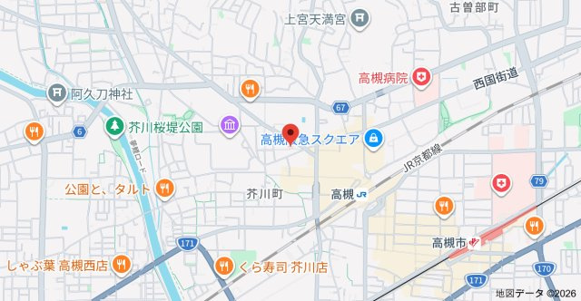 高槻市芥川町２丁目の一戸建ての地図