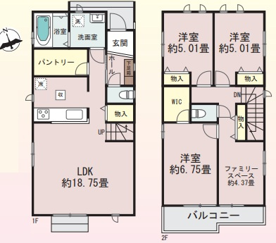 本多聞6丁目　新築戸建て　の間取り|2号棟