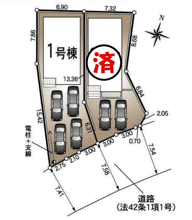 【今からご案内可能】東海市名和町　全2棟の区画図|全体区画数｜全2棟
◆駐車4台可能！(但し、車種による)
◎まずは、お気軽にお問い合わせください。現地を案内しながら周辺環境も見て頂けます。　　　　　　　　　　　　　　　　　　　　　　　　　　　　　　