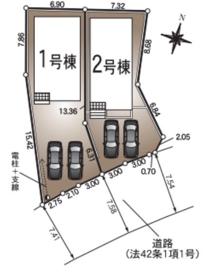 【同施工物件ご案内可能】東海市名和町　全2棟の区画図|全体区画数｜全2棟
◆駐車2台可能！(但し、車種による)
◎まずは、お気軽にお問い合わせください。現地を案内しながら周辺環境も見て頂けます。