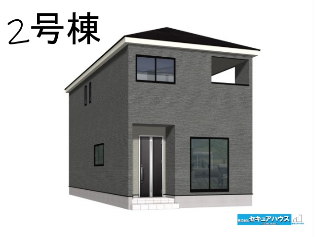 【同施工物件ご案内可能】東海市名和町　全2棟の外観パース|■現地外観写真（全2棟）
駐車並列2台可能！オプション工事でート設置などいかがでしょうか。その他にも、フェンスなどの「オプション工事」もご提案いたします♪