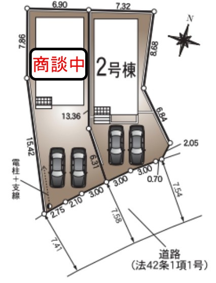 【今からご案内可能】東海市名和町　全2棟の区画図|全体区画数｜全2棟
◆駐車2台可能！(但し、車種による)
◎まずは、お気軽にお問い合わせください。現地を案内しながら周辺環境も見て頂けます。