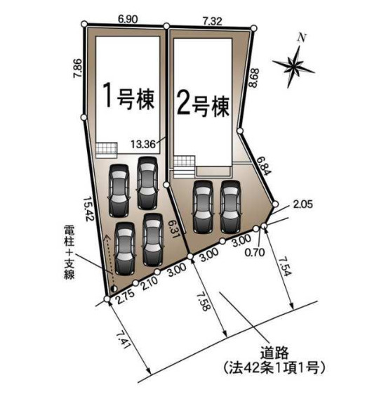 【今からご案内可能】東海市名和町　全2棟の区画図|全体区画数｜全2棟
◆駐車2台可能！(但し、車種による)
◎まずは、お気軽にお問い合わせください。現地を案内しながら周辺環境も見て頂けます。