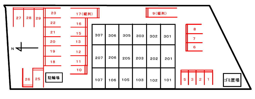 ソレイユ神田の区画図|駐車場