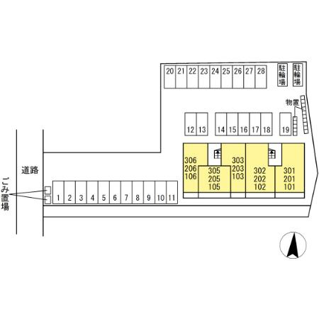 熊本市南区御幸笛田３丁目のアパートの区画図