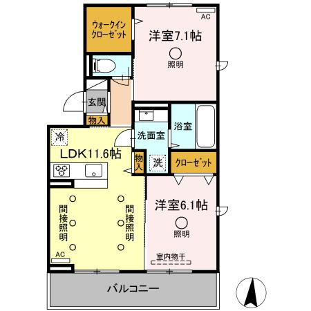 熊本市南区御幸笛田３丁目のアパートの間取り