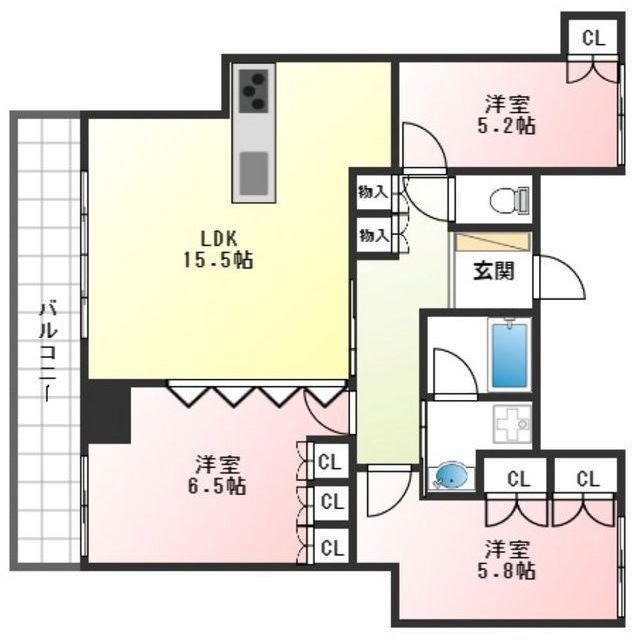 岐阜市吉野町６丁目の賃貸マンションの間取り