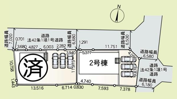 前橋市粕川町新屋第１２号棟の区画図|区画図