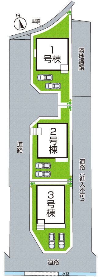 姫路市野里慶雲寺前町　第1期　新築一戸建ての区画図|全3区画
