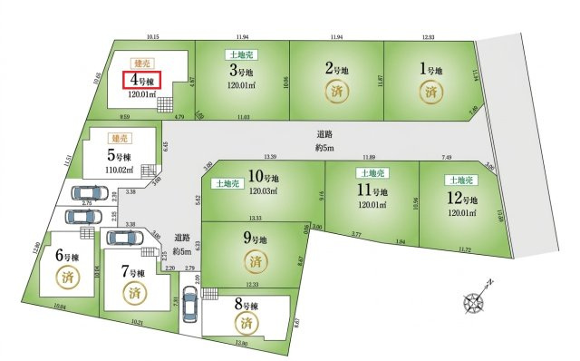 東村山市栄町3丁目・全8棟　新築一戸建　4号棟の区画図|【全8棟・4号棟】
駐車1台可能です。
