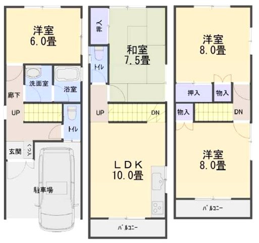 東灘区深江本町4丁目の間取り|開放感のある2階リビングは日当たりもよく日中は明るい日差しが射し込みます。また、道路からの目線も気になりにくいのでプライバシーも守られやすいですね。ご家族団欒のスペースとして大活躍するＬＤＫです。 
