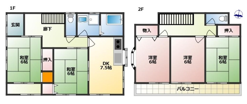 野田市木間ケ瀬　中古戸建　平成6年築の区画図