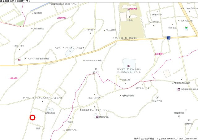26/5/31商談中　戸建　高山市上岡本町　1890万（2025/12/12価格変更）の地図