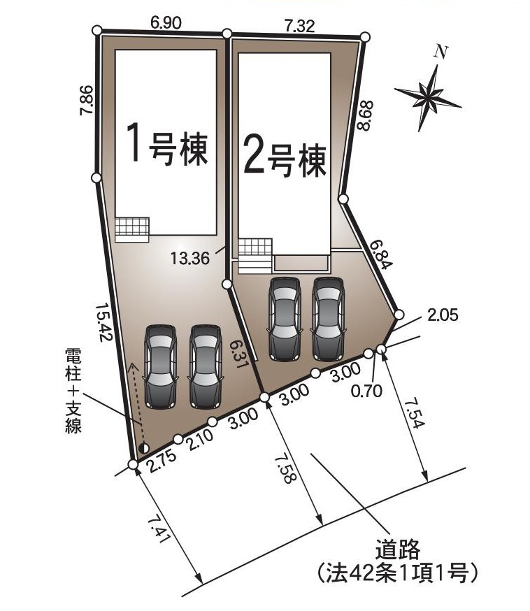 東海市名和町前郷14番5、16番2『仲介手数料無料』新築戸建ての区画図