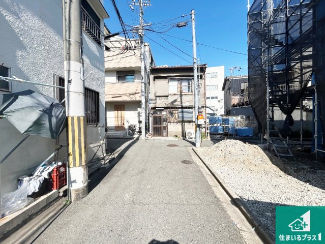 堺市堺区南庄町　第1期　新築一戸建ての前面道路含む現地写真|周辺は落ち着いた街並みの住宅地！子育てがしやすい住環境です！まだ未完成ですが、現地でしかわからない事もございます。是非一度ご覧ください。