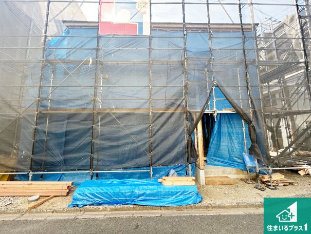 堺市堺区南庄町　第1期　新築一戸建ての外観|周辺は落ち着いた街並みの住宅地！子育てがしやすい住環境です！まだ未完成ですが、現地でしかわからない事もございます。是非一度ご覧ください。