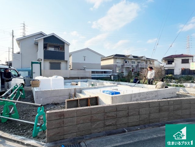 加古川市東神吉町西井ノ口　第1期　新築一戸建ての外観|周辺は落ち着いた街並みの住宅地！子育てがしやすい住環境です！まだ未完成ですが、現地でしかわからない事もございます。是非一度ご覧ください。