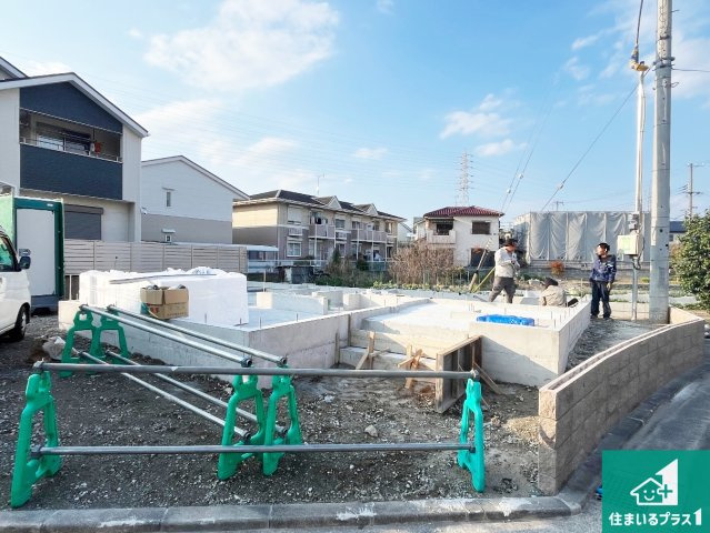 加古川市東神吉町西井ノ口　第1期　新築一戸建ての外観|周辺は落ち着いた街並みの住宅地！子育てがしやすい住環境です！まだ未完成ですが、現地でしかわからない事もございます。是非一度ご覧ください。