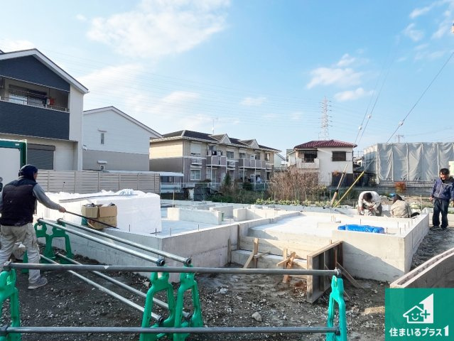加古川市東神吉町西井ノ口　第1期　新築一戸建ての外観|周辺は落ち着いた街並みの住宅地！子育てがしやすい住環境です！まだ未完成ですが、現地でしかわからない事もございます。是非一度ご覧ください。