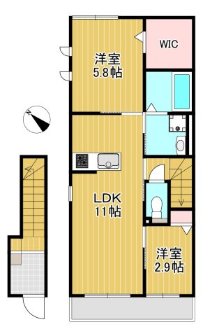 シャルマンの間取り|※間取り反転
リビングのみ二面採光になります
