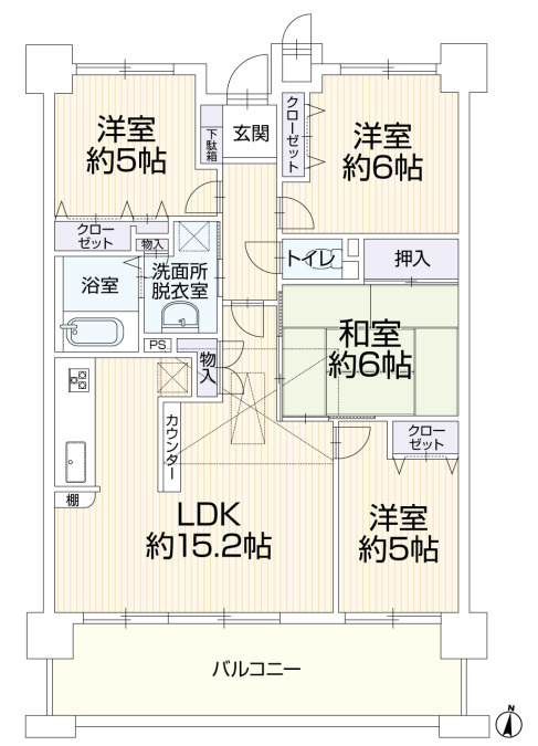 【中古マンション】バンベール・ラフィネ道徳の間取り