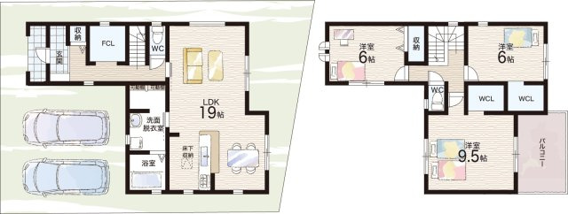 ●生駒市中菜畑　第1期・第2期　新築一戸建ての間取り|2期3号地