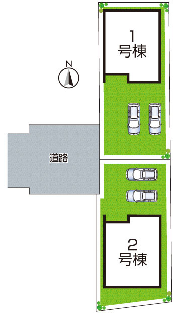 1(土)2(日)現地説明会　北葛城郡上牧町中筋出作　全2邸の区画図|全2区画