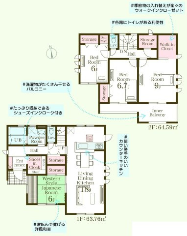 リーブルガーデンＳ第１前橋亀里　3号棟の間取り|南向きの4LDKSで陽当たり良好な間取りです！
土地面積200.13㎡、建物面積128.35㎡で十分な広さです！