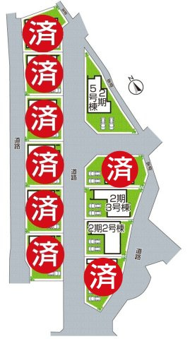 ●生駒市中菜畑　第1期・第2期　新築一戸建ての区画図|全５区画