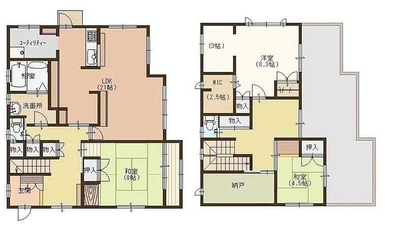 野洲市乙窪　中古戸建の間取り