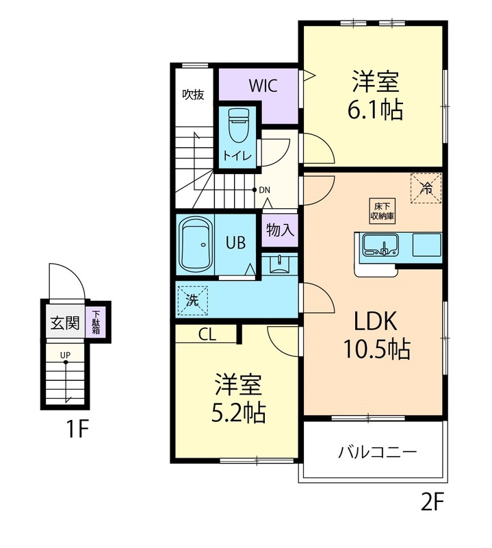 久留米市野伏間１丁目のアパートの間取り