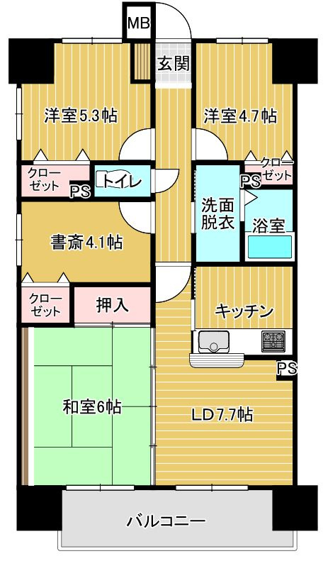 ヴェルビュ鶴見坦の間取り|※図面と異なる場合は、現地の状態を優先させていただきます