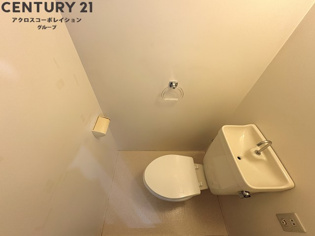 タオルが掛けられるトイレになっています
