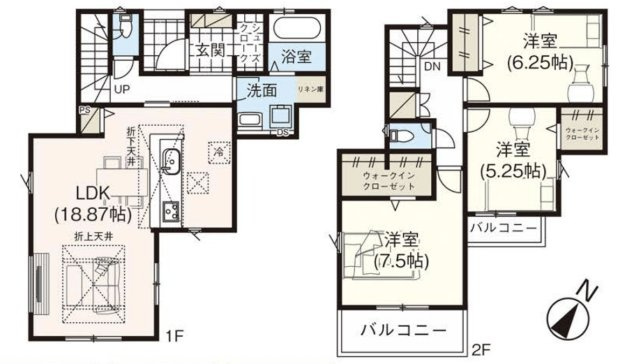 【間取り】 | 桶川市寿2丁目　新築戸建　全2棟　1号棟