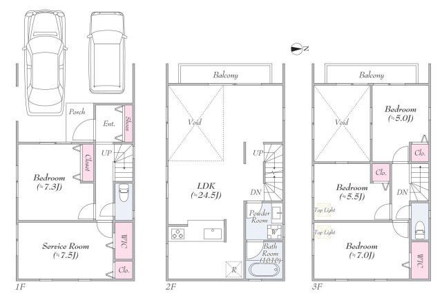 豊島区目白5丁目 限定1区画の参考プラン|参考プラン延床124.74㎡ 建築プラン2,520万円