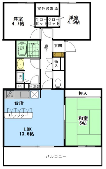【間取り】 | ハイツ東戸塚Ⅱ　Ｂ棟