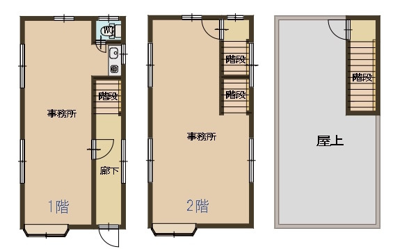 敷地面積18.48坪　売地　富士見市関沢一丁目のその他|古家間取図　床面積1F：30.56㎡、2F：30.56㎡
現況建物：事務所(鉄骨造陸屋根2階建）