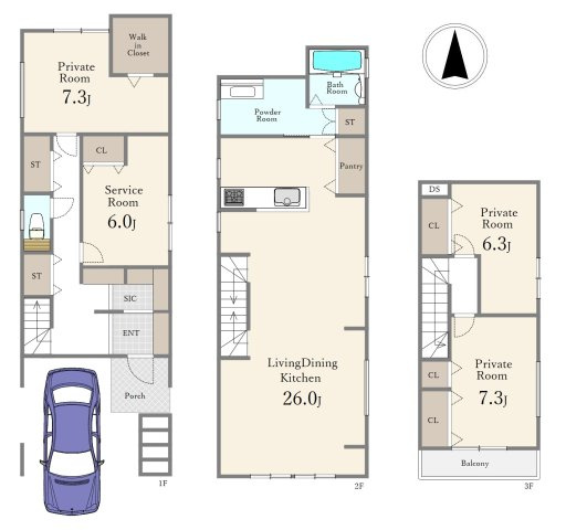 練馬区小竹町2丁目 全2区画 A号地の参考プラン|建物参考プラン
延床面積140.34㎡
建物ボリュームの参考にされてください