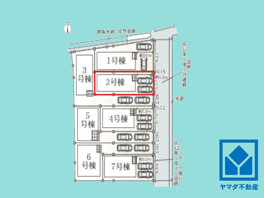 伏見区羽束師菱川町　第1　2号棟の区画図