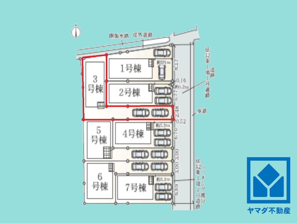 伏見区羽束師菱川町　第1　3号棟の区画図