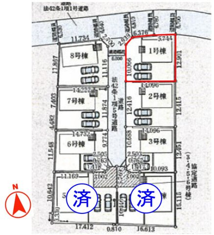 上里町黛第１（全8棟）1号棟の区画図