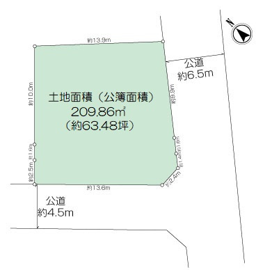 西柴3丁目土地 『東南・南西角地』×『敷地面積約63坪の整形地』の画像