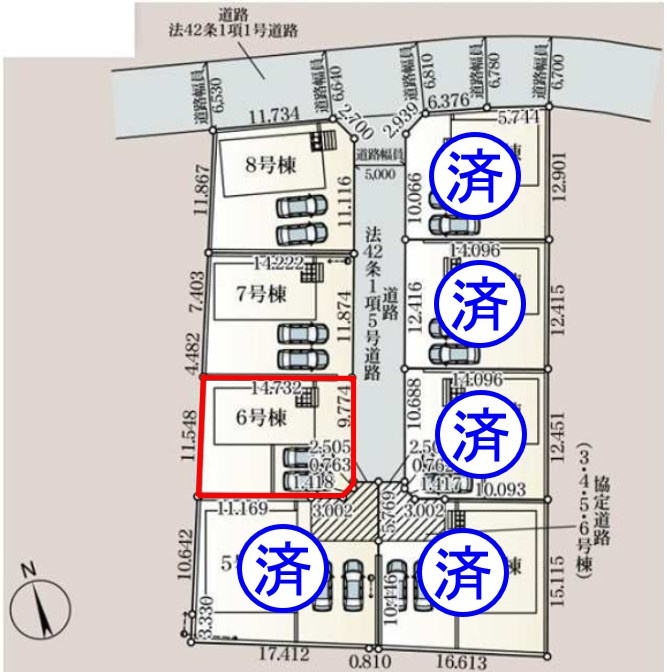 上里町黛第１（全8棟）6号棟の区画図