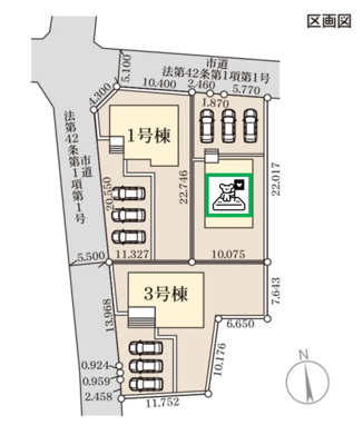 【区画図】 | 伊勢崎市国定町　新築住宅 | 南面のお庭が魅力です。
日当たり◎家庭菜園やガーデニングもお楽しみいただけます！